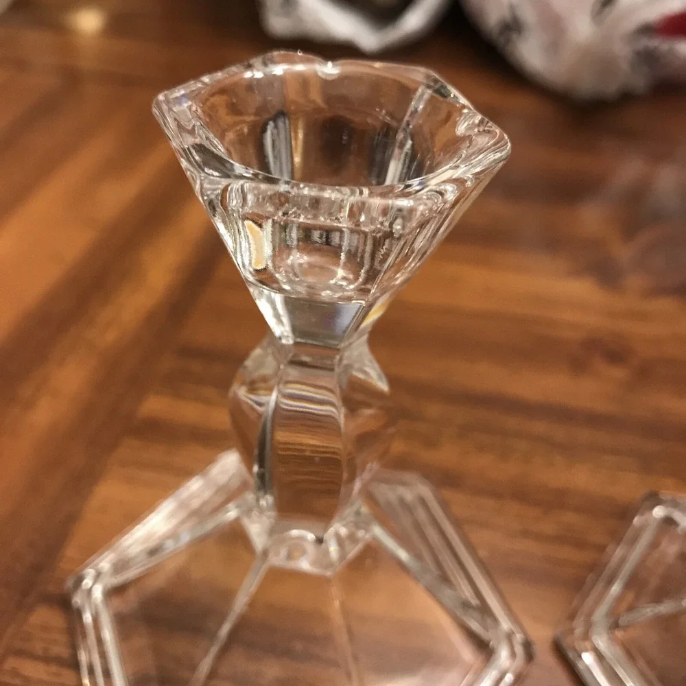 crystal Clear pillar candle holders‎ pair USA 4 inches